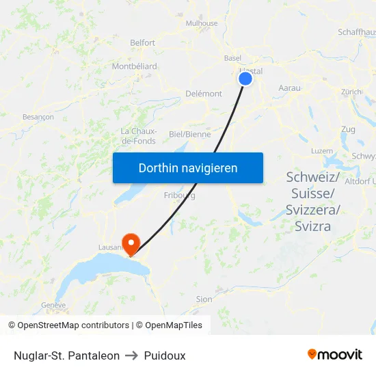 Nuglar-St. Pantaleon to Puidoux map