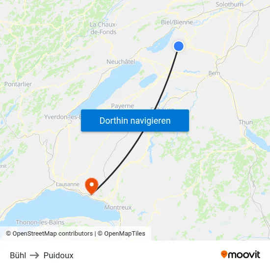 Bühl to Puidoux map