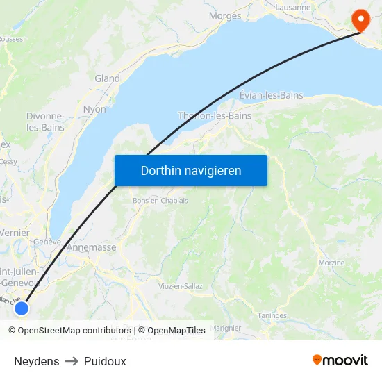 Neydens to Puidoux map