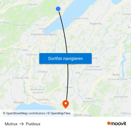 Mutrux to Puidoux map