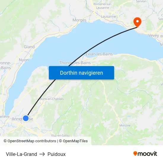 Ville-La-Grand to Puidoux map