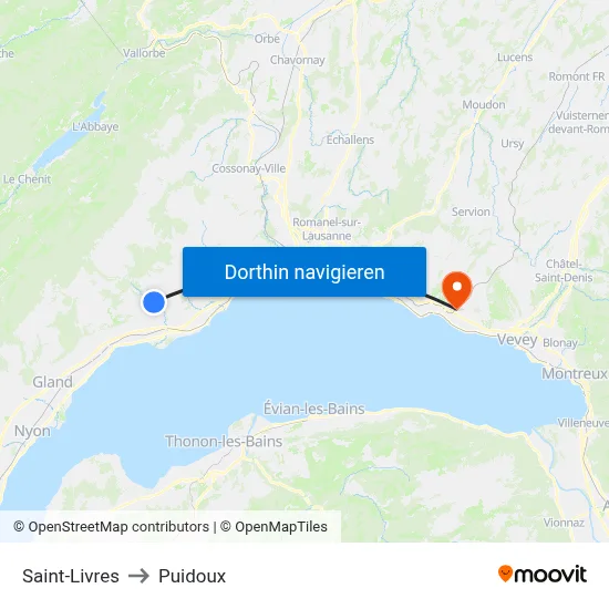 Saint-Livres to Puidoux map