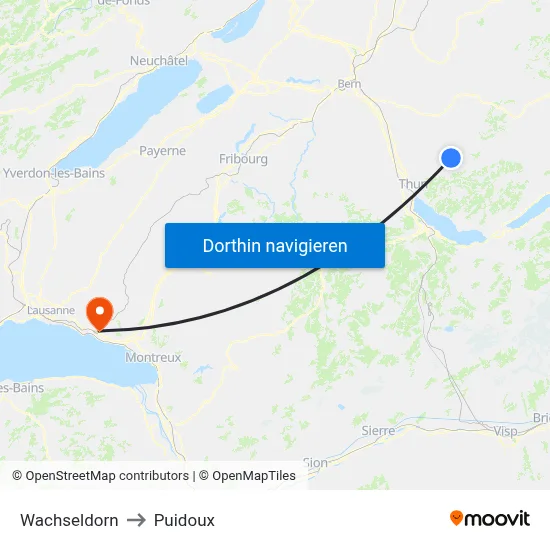 Wachseldorn to Puidoux map