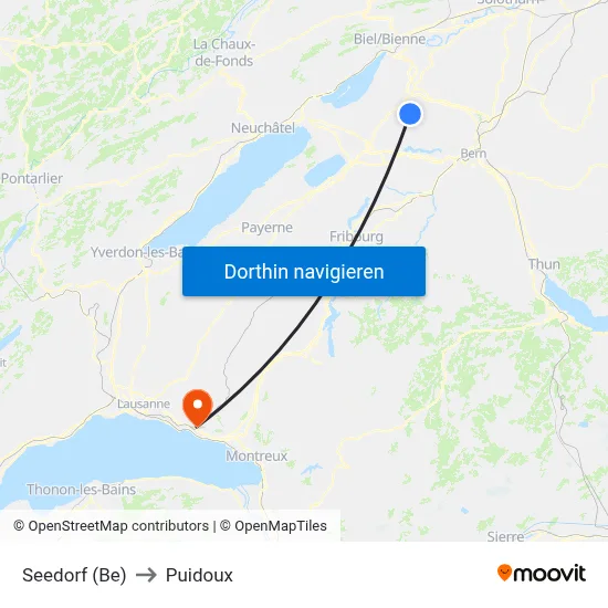 Seedorf (Be) to Puidoux map