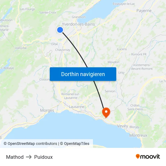 Mathod to Puidoux map