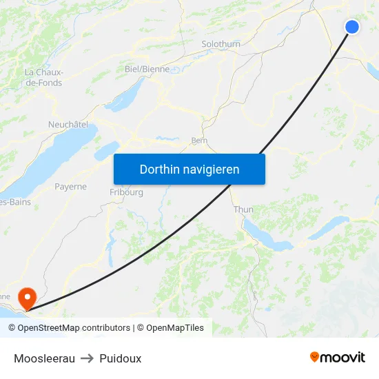 Moosleerau to Puidoux map