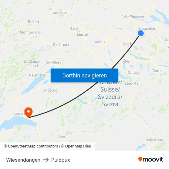 Wiesendangen to Puidoux map