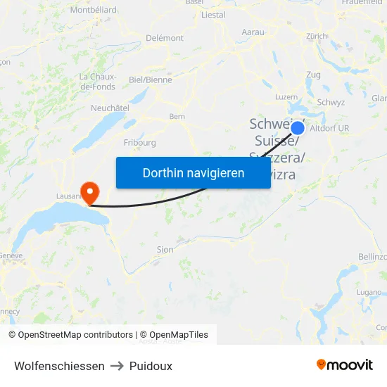 Wolfenschiessen to Puidoux map