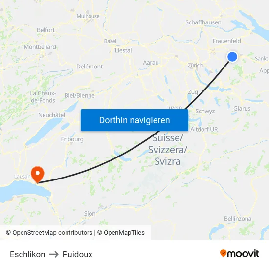Eschlikon to Puidoux map