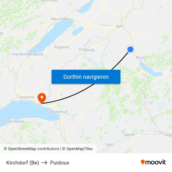 Kirchdorf (Be) to Puidoux map