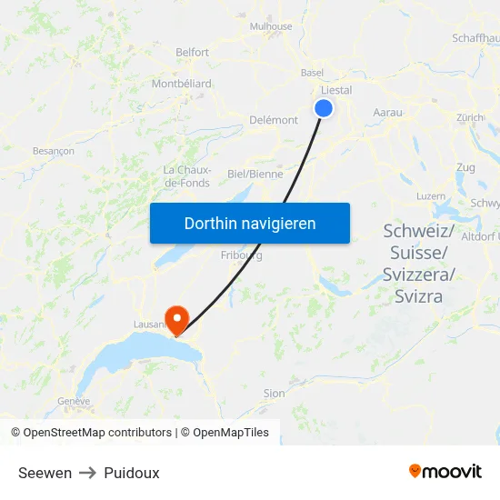 Seewen to Puidoux map