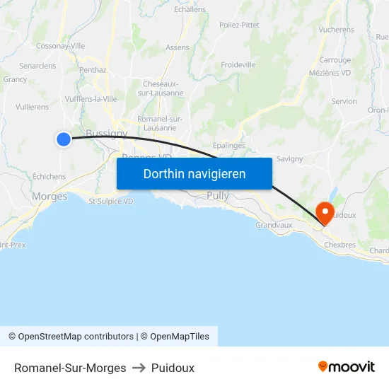 Romanel-Sur-Morges to Puidoux map