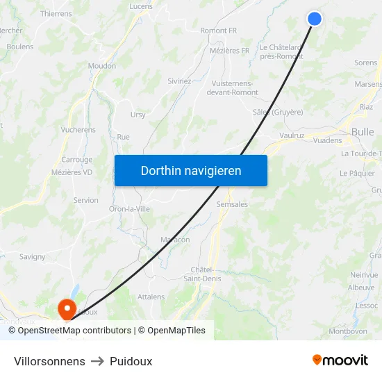 Villorsonnens to Puidoux map