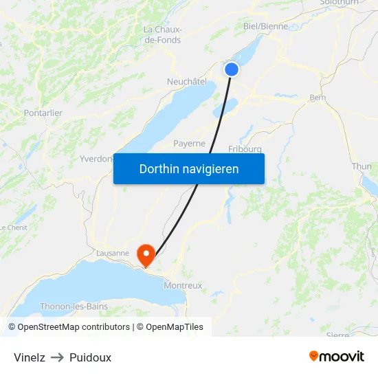 Vinelz to Puidoux map