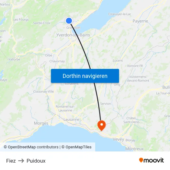 Fiez to Puidoux map
