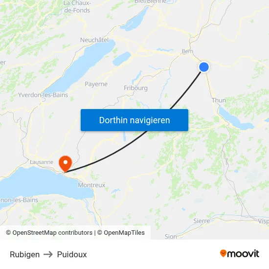 Rubigen to Puidoux map