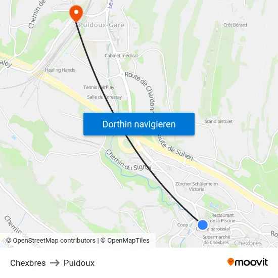 Chexbres to Puidoux map
