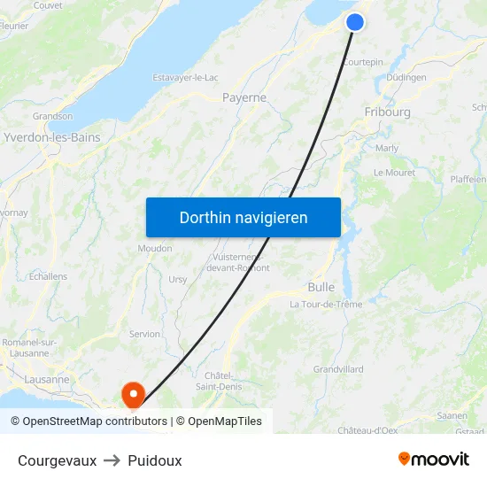 Courgevaux to Puidoux map