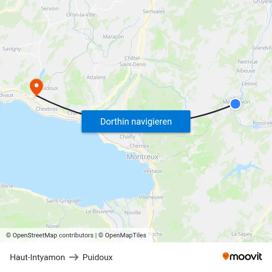 Haut-Intyamon to Puidoux map