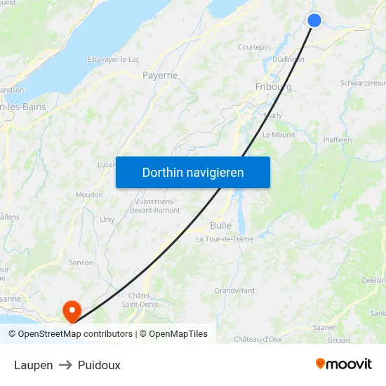 Laupen to Puidoux map