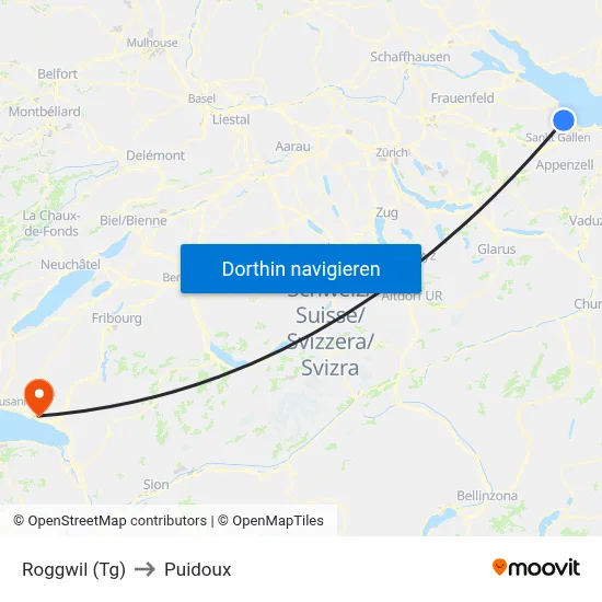 Roggwil (Tg) to Puidoux map
