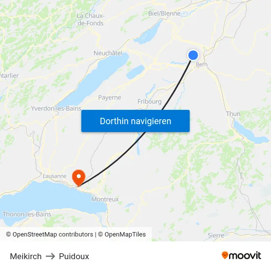 Meikirch to Puidoux map
