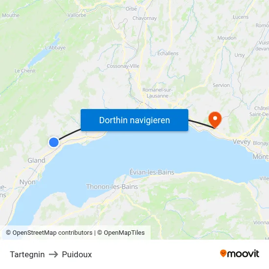 Tartegnin to Puidoux map