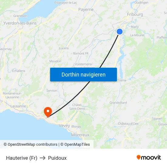 Hauterive (Fr) to Puidoux map