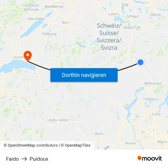 Faido to Puidoux map