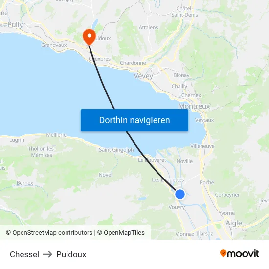 Chessel to Puidoux map