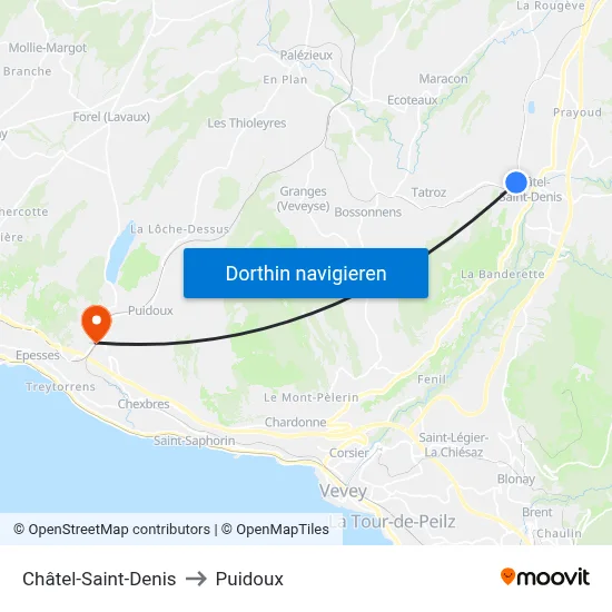 Châtel-Saint-Denis to Puidoux map