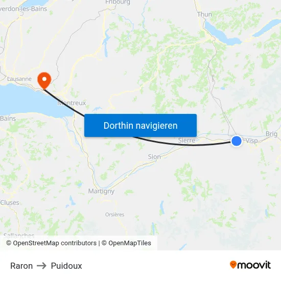 Raron to Puidoux map