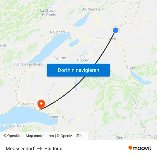Moosseedorf to Puidoux map