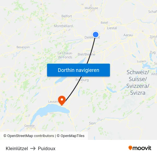 Kleinlützel to Puidoux map
