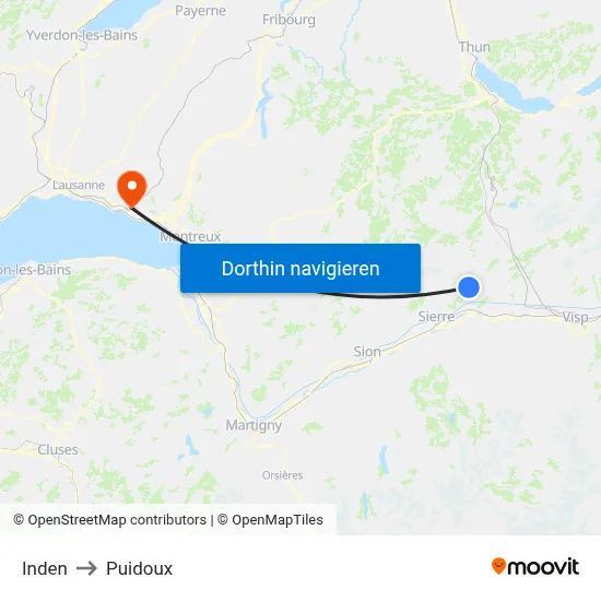 Inden to Puidoux map