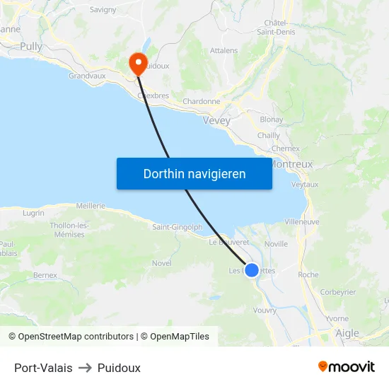 Port-Valais to Puidoux map