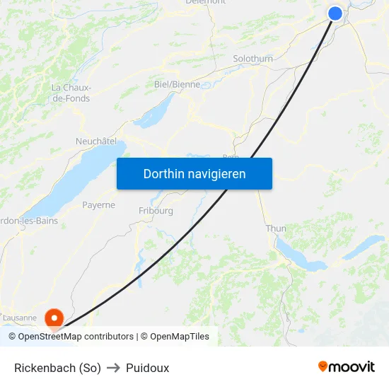 Rickenbach (So) to Puidoux map