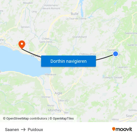 Saanen to Puidoux map