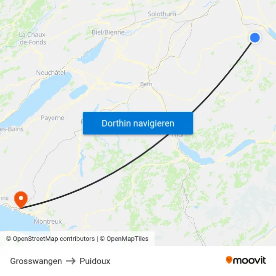 Grosswangen to Puidoux map