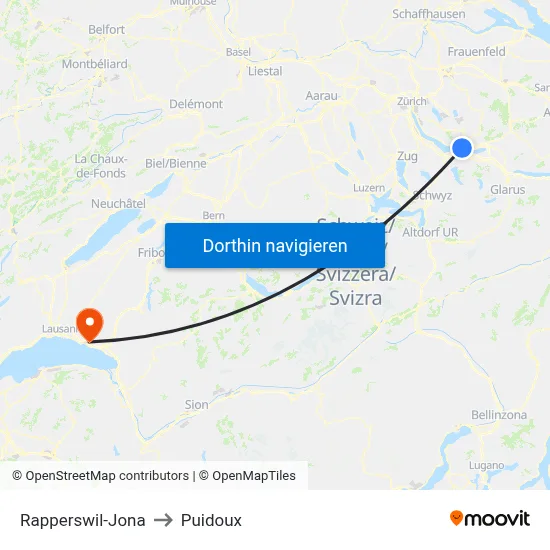 Rapperswil-Jona to Puidoux map