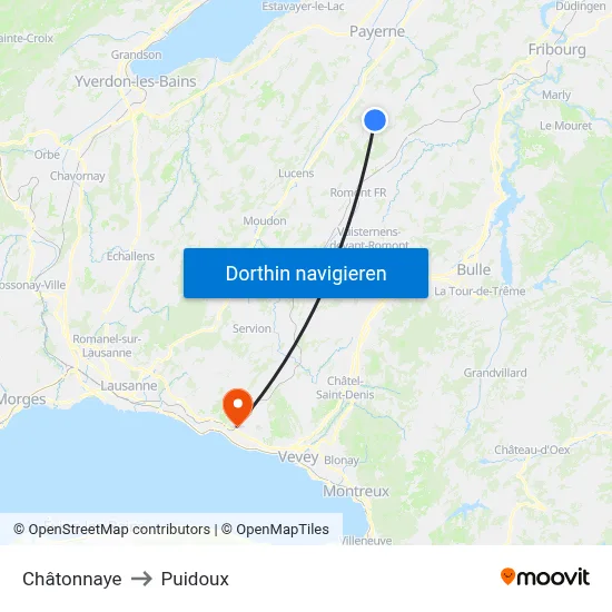 Châtonnaye to Puidoux map