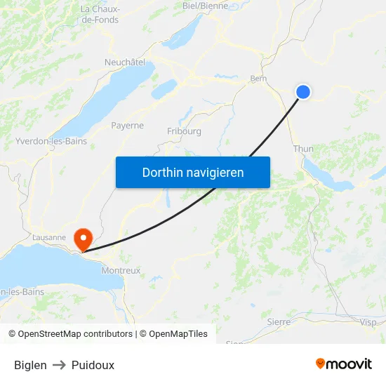 Biglen to Puidoux map