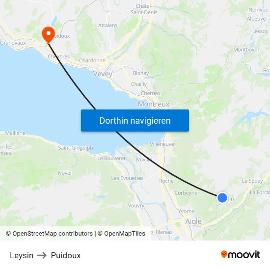Leysin to Puidoux map
