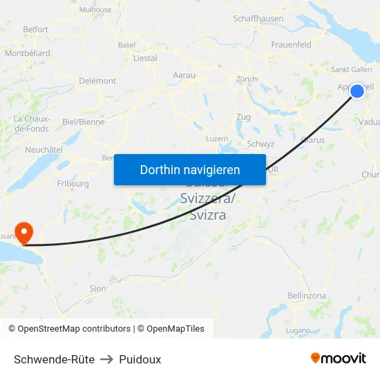 Schwende-Rüte to Puidoux map