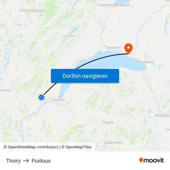 Thoiry to Puidoux map