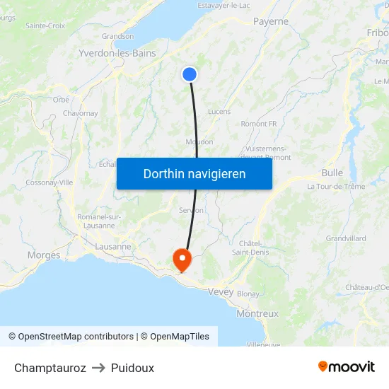 Champtauroz to Puidoux map