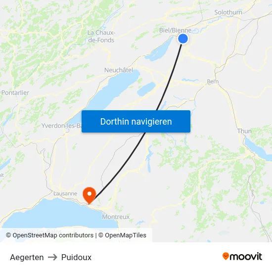 Aegerten to Puidoux map