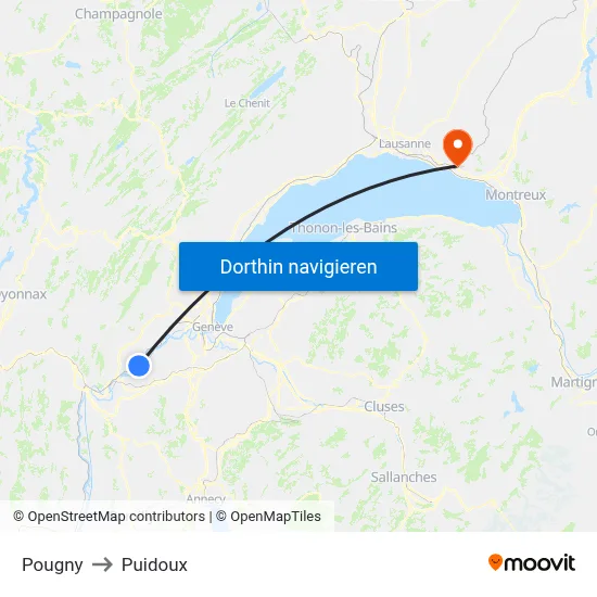 Pougny to Puidoux map
