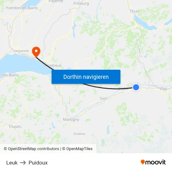 Leuk to Puidoux map