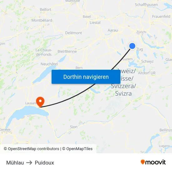 Mühlau to Puidoux map